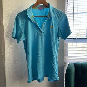 SOLD EUC Magnolia Lane Collection Ladies Teal MASTERS Golf Polo Shirt
